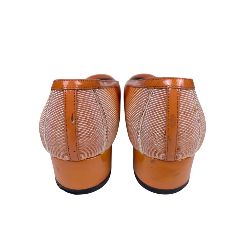 Salvatore Ferragamo Vitnage 90s Orange Ombre Woven Square Toe Patent Trim Heel 7 - Picture 5 of 7